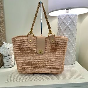 SOLD CHANEL Straw Raffia Tote Pink